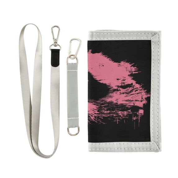 Nylon Fabric Wallet Compact Bifold With Zipper Coin Pocket Card Slots And Detachable Keychain Lanyard Panda Head