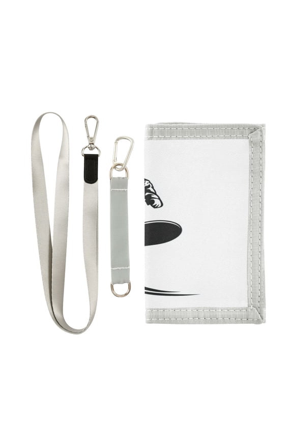 Nylon Fabric Wallet Compact Bifold With Zipper Coin Pocket Card Slots And Detachable Keychain Lanyard Snowboarder Trick