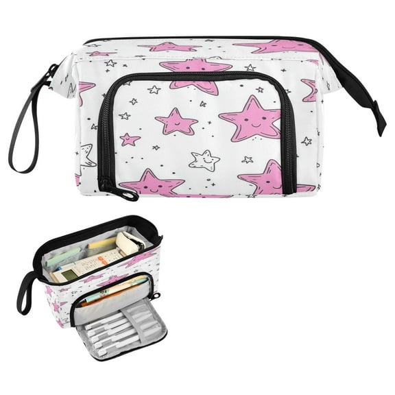 Nylon Fish Mouth Pencil Case with Large Capacity Zipper Pencil Pouch Cartoon Five-pointed Star Pencil Bag Organizers