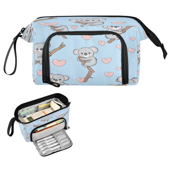 Nylon Fish Mouth Pencil Case with Large Capacity Zipper Pencil Pouch Cute Koala Pattern Pencil Bag Organizers