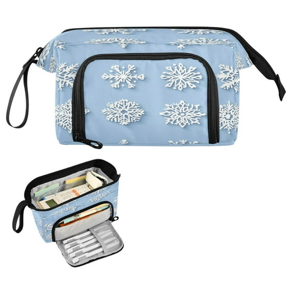 Nylon Fish Mouth Pencil Case with Large Capacity Zipper Pencil Pouch Different Whapes Snowflakes Pencil Bag Organizers