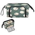 thumbnail image 1 of Nylon Fish Mouth Pencil Case with Large Capacity Zipper Pencil Pouch Green Baseball Pattern Pencil Bag Organizers, 1 of 7
