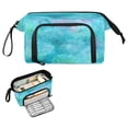 thumbnail image 1 of Nylon Fish Mouth Pencil Case with Large Capacity Zipper Pencil Pouch Pastel Blue Dandelions Pencil Bag Organizers, 1 of 7