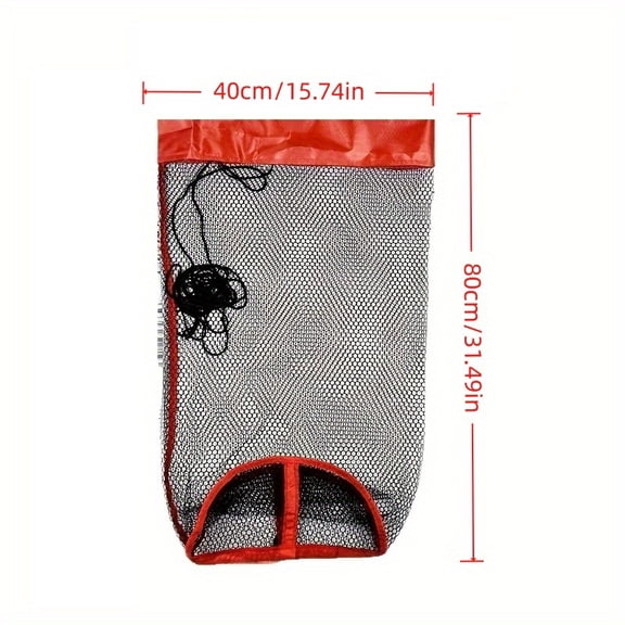 Nylon Fishing Net Bag  15.75x31.5in with Long Rope & Drawstring, Quick-Drying Foldable Fish Basket for Freshwater/Saltwater