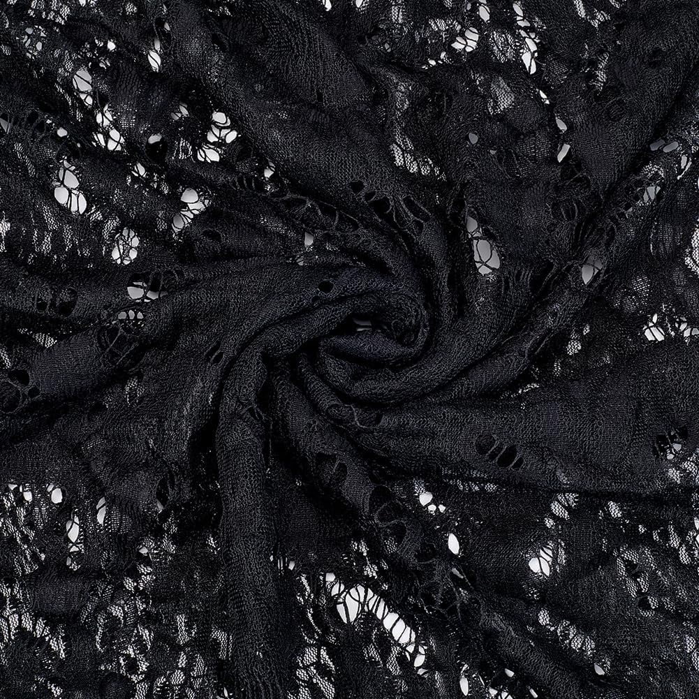 Nylon Flower Lace Ribbon Clothes Accessories Black 59-1/8 inch(1500mm)