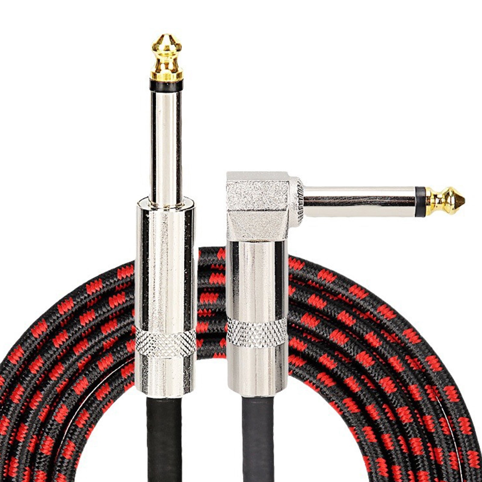 Nylon Guitar Cable 1/4inch Electric Guitar Cord Right Angled Electric Guitar Cable 6.35mm Plugs Instrument Cable for Basses