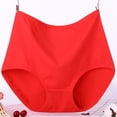 thumbnail image 1 of Nylon High Waist Women's Briefs Plus Size Soft Breathable Solid Color Panties Red 2XL, 1 of 3