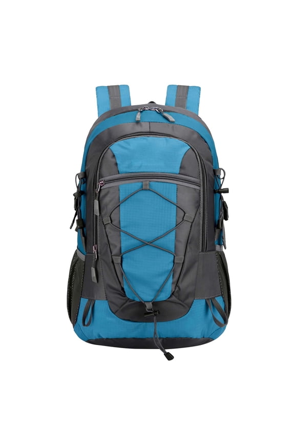 Nylon Hiking Backpack With Whistle Sternum Strap Breathable Laptop Daypack For Outdoor Travel Sport(Sky Blue-47Cm)