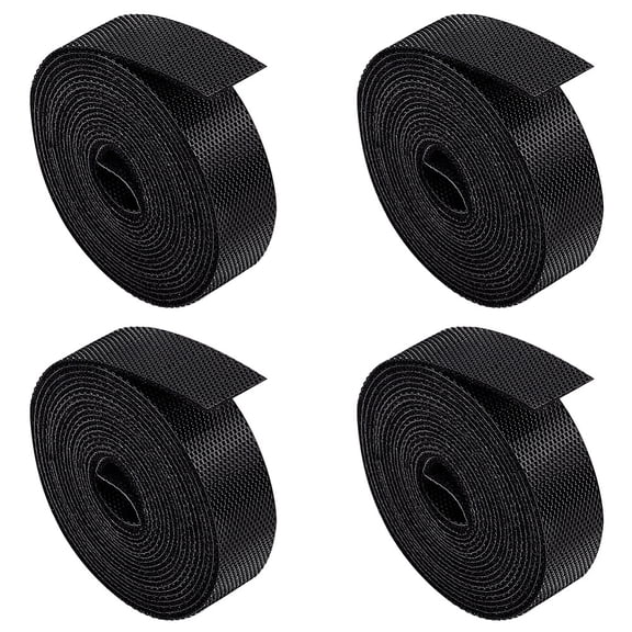 Nylon Hook and Loop Strap Reusable Wires Cords Management Organizer Ties Fastening Tape Black 15x1.2mm