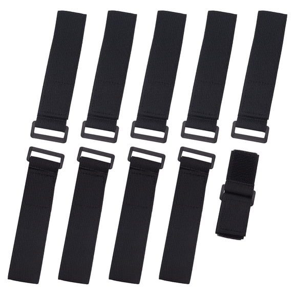 Nylon Hook and Loop Tapes Magic Tapes with Plastic Clasps Black 317~330x37~46.5x2~6mm