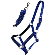 Nylon Horse Halter Hardware Padded Lead Rope Tack Blue Rodeo Bling 606162RB