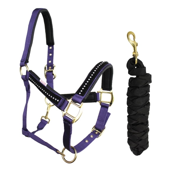 Nylon Horse Neoprene Padded Pink Halter Brass Hardware w/ Rhinestones 606172PR