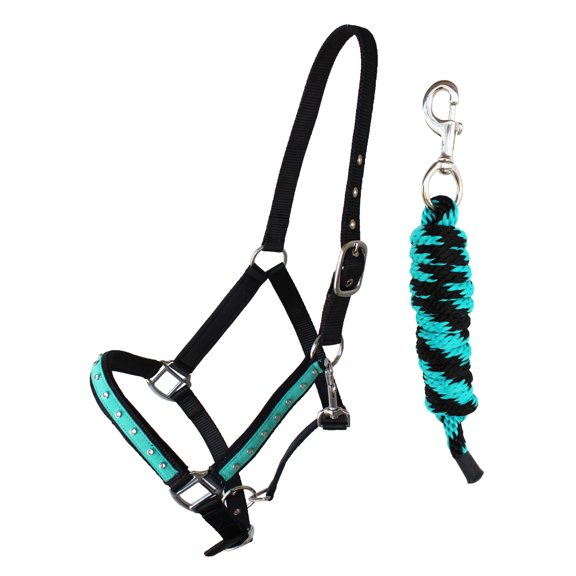 Nylon Horse Nylon Padded Halter with SS Hardware Lead Rope Tack 606162TR