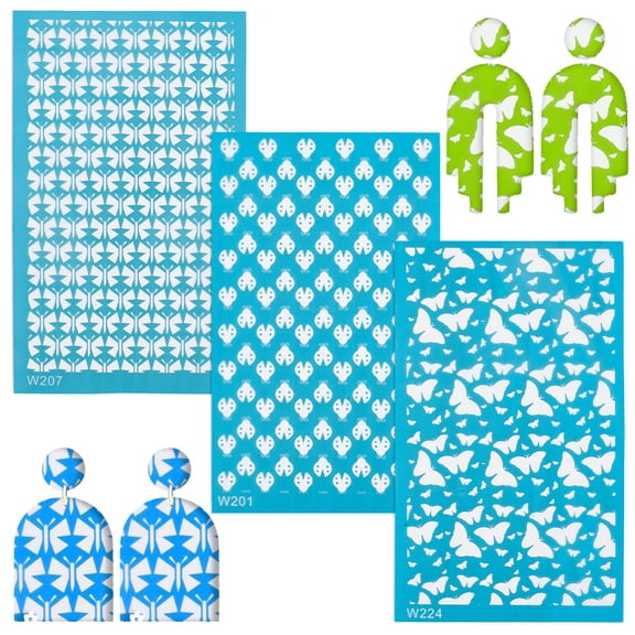 Nylon Impression Mat Mold Rectangle Ceramic & Clay Tools Butterfly Pattern 14.8x9x0.002cm 3pcs/set
