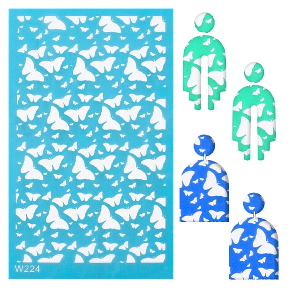Nylon Impression Mat Mold Rectangle Ceramic Clay Tools Butterfly Pattern 14.8x9x0.002cm for DIY