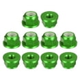 thumbnail image 1 of Nylon Insert Hex Lock Nuts, 10pcs - M3 x 0.5mm Aluminum Alloy Self-Locking Flange Nut (Green), 1 of 5