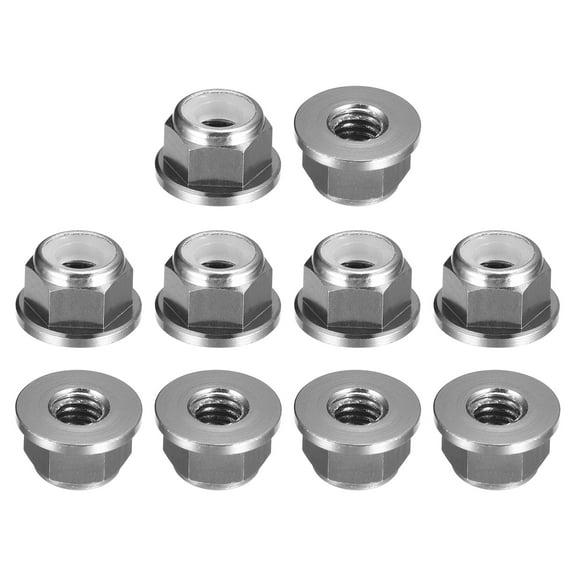 Nylon Insert Hex Lock Nuts, 10pcs - M4 x 0.7mm Aluminum Alloy Self-Locking Flange Nut (Titanium Gray)