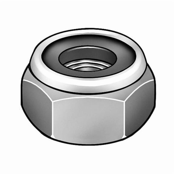 Nylon Insert Lock Nut, #10-24, Steel, Grade 2, Chrome Plated, 15/64 in Ht, 5 PK