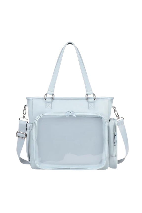 Nylon Ita Tote Bag Pin Display Backpack 3-Way Convertible Multi Pockets (Blue)