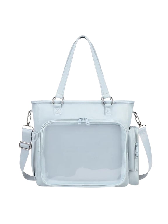 Nylon Ita Tote Bag Pin Display Backpack 3-Way Convertible Multi Pockets (Blue)