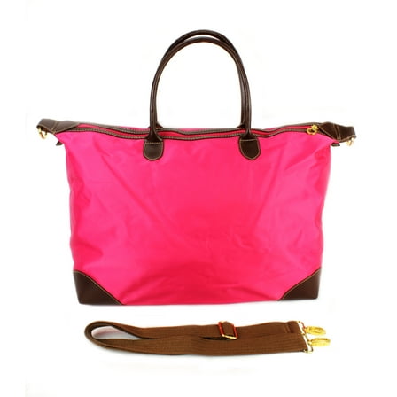 Nylon Large Shopping Tote w/ Nylon Shoulder Strap - Fuchsia - BG-HD1294FU