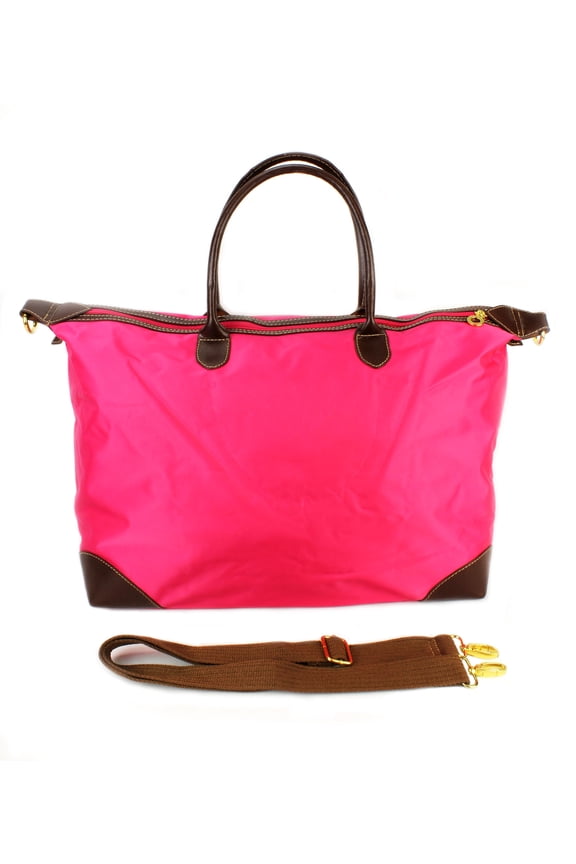 Nylon Large Shopping Tote w/ Nylon Shoulder Strap - Fuchsia - BG-HD1294FU