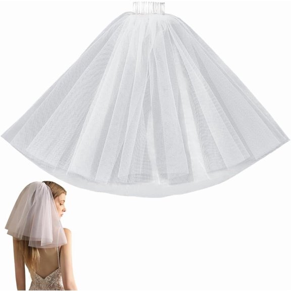 Nylon Mesh Bridal Veils for Women Wedding Party Decorations with Hair Comb White 400x570x5.5mm DIY