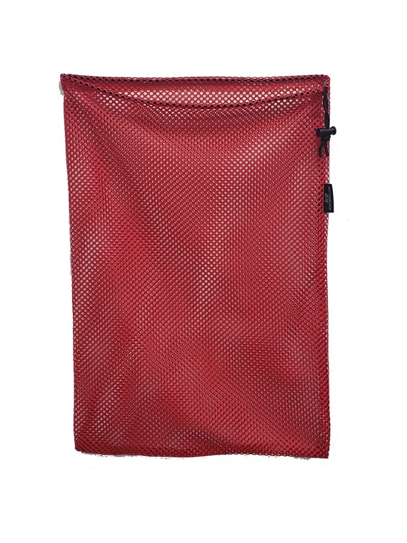 Nylon Mesh Drawstring Bag, Approx. 15x20, Red