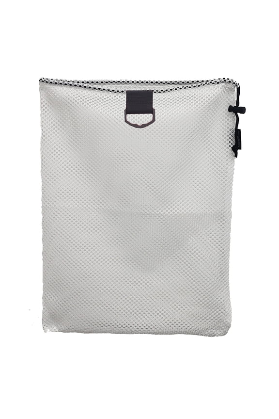 Nylon Mesh Drawstring Bag with 2" D-Ring, Approx. 15x20, White