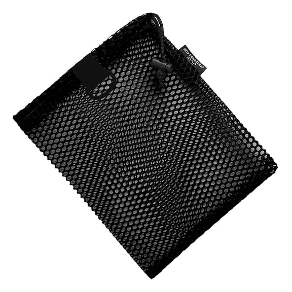 Nylon Mesh Drawstring Bag with D-Ring, Approx. 8inch x 10inch, Black