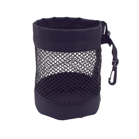 Nylon Mesh Drawstring Golf Ball Storage Bag with Carabiner Hook, S/M/L 3 Sizes Portable Sports Pouch, Holds Multiple Balls for Golf Tennis Baseball, Black, M