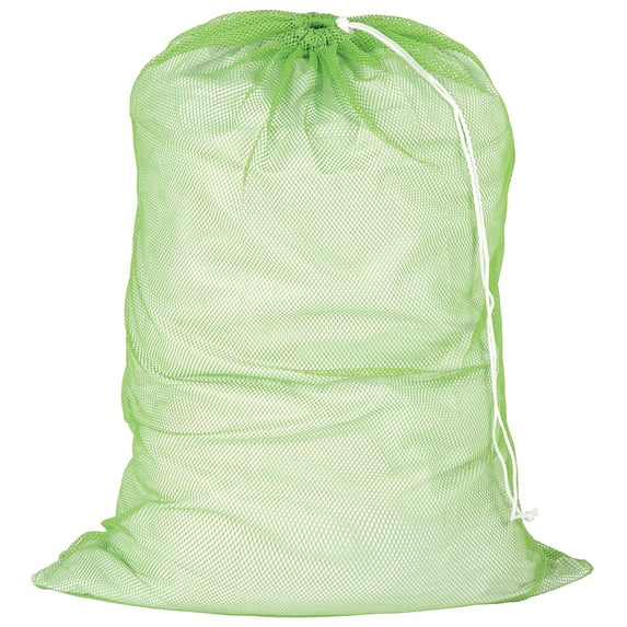 Nylon Mesh Laundry Bag with Drawstring, Dark Green