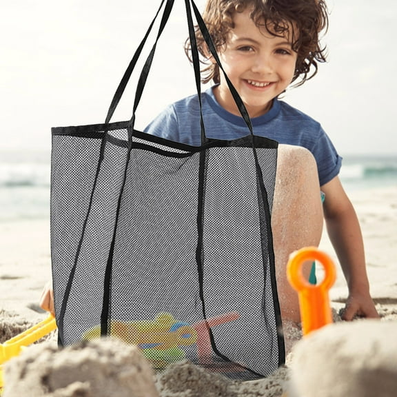 Nylon Mesh Shoulder Beach Bag, Stadium Concert Storage Bag, 26L Mesh Beach Tote, Beach Bag Lightweight Foldable Tote for Beach Pool Vacation