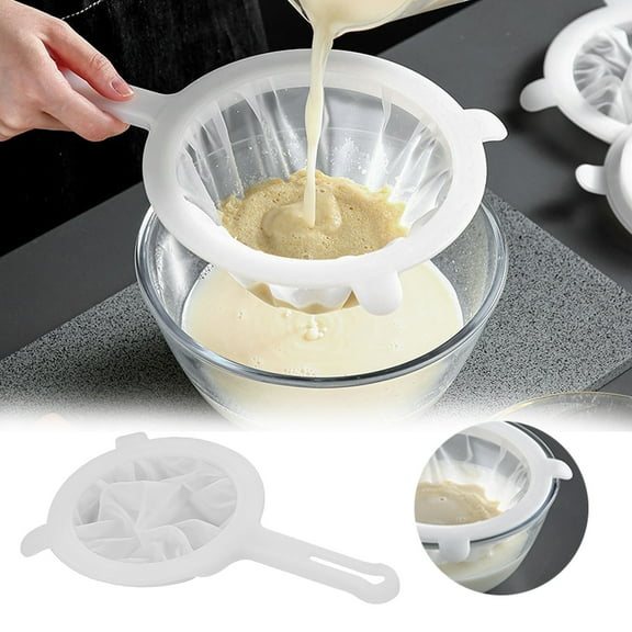 Nylon Mesh Soy Milk Filter Screen | Kitchen Fine Strainer for Coffee Wine Rice Milk | Space-Saving Handle with Hanging Hole | 1-Piece Household Separator Filter
