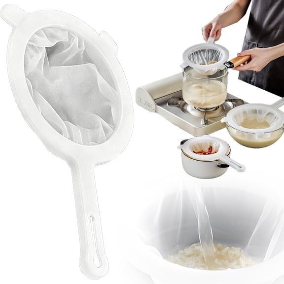 Nylon Mesh Strainer with Plastic Handle, Mesh Filter Sieve Colander, Mesh Strainer for Kitchen Yogurt Juice - 15Cm Diameter, 200 Mesh