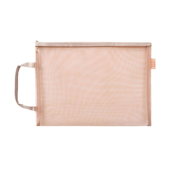 **Nylon Mesh Transparent File Storage Bag - Large Capacity A4 Size, Zipper Closure, Portable Handheld Organizer for Stationery, Art Supplies, Documents, Office & School Accessories**