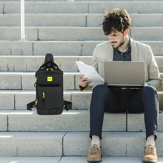 Nylon Messenger Bag | Multifunction Chest Sling Pack | Outdoor Leisure USB Charging Backpack | Adjustable Shoulder Strap | Size | Multiple Pockets | Travel, Hiking, Cycling Organizer