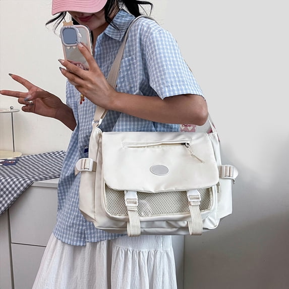 Nylon Messenger Bag Student Shoulder Bag Crossbody Bag Large Capacity Casual School Style Tote Multi Pocket Organizer Lightweight Carry Bag For Commute Travel Daily Use