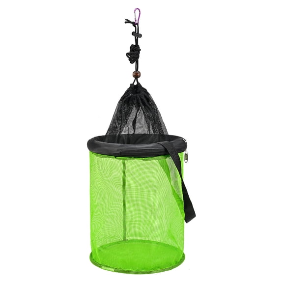 Nylon Net Baits Storage Cage for Keep Crayfish Minnows Floating Fishing Basket Bucket Foldable Fishing Net Holder