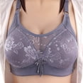 thumbnail image 1 of Nylon None Underwire Bras, Gray Women Large Size Underwire Bra, Plus Size No Steel Bra Thin Cotton Jacquard Push Up Underwear for Womens, 42C, 1 of 6