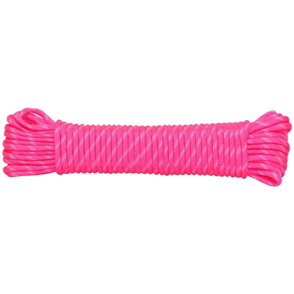 Rope King 550 Nylon Paracord, 1/8" x 50', Pink/White, 1 Each