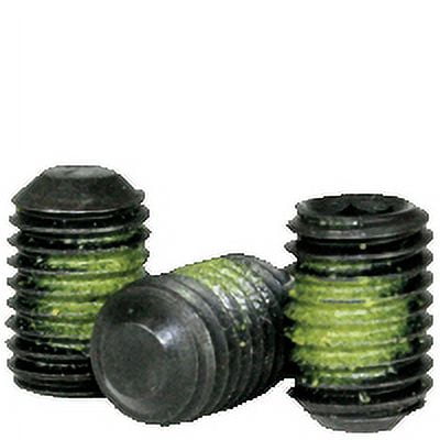 Nylon Patch Socket Set Screw Flat Point, 1/4-20 x 1", Alloy Steel, Black Oxide, Hex Socket (Quantity: 100)