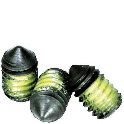 Nylon Patch Socket Set Screws Cone Point, 1/4-20 x 3/4", Alloy Steel, Black Oxide, Hex Socket (Quantity: 100)