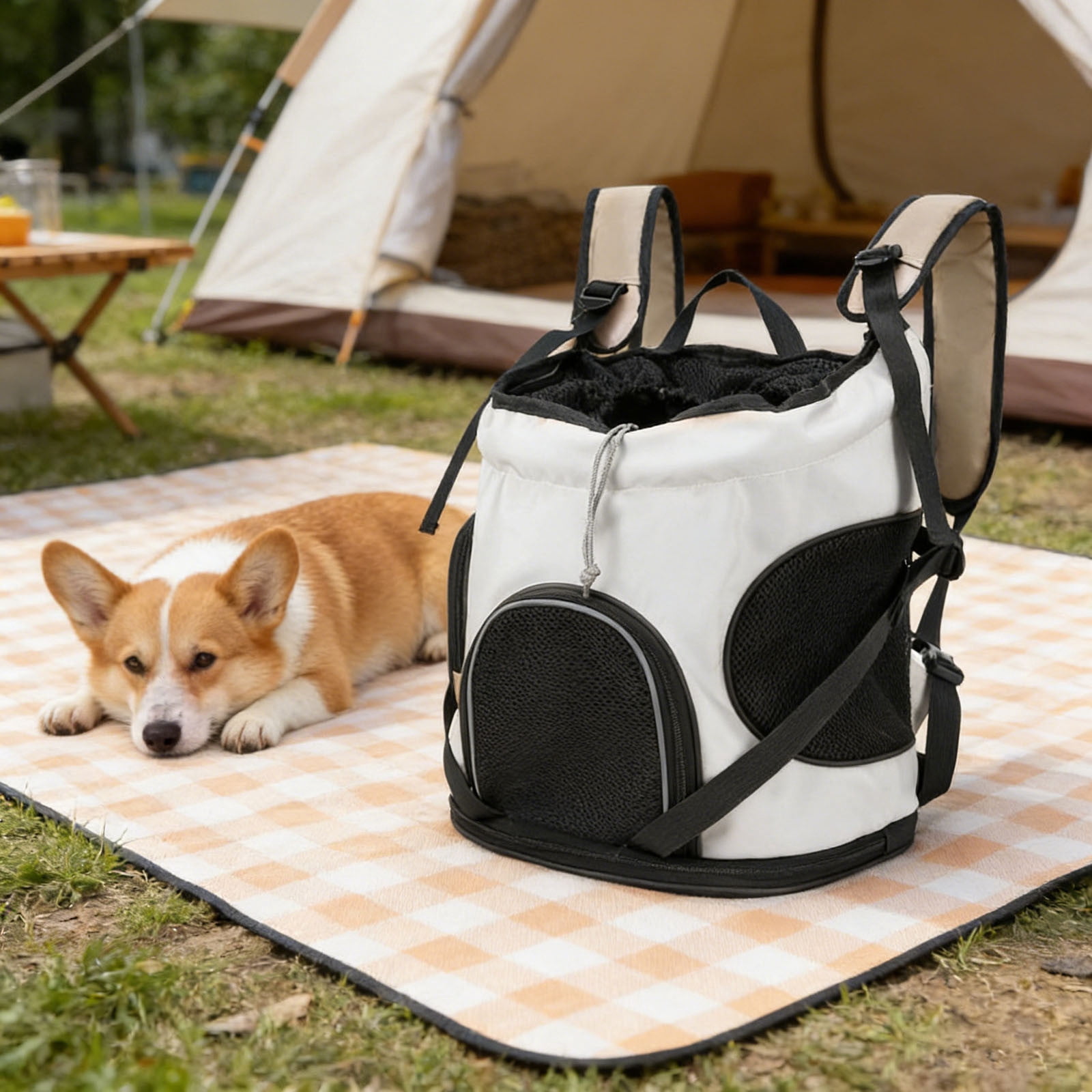 Nylon Pet Dog Backpack – Portable Breathable Travel Carrier for Veterinary Visits, Outdoor Hiking & Walks