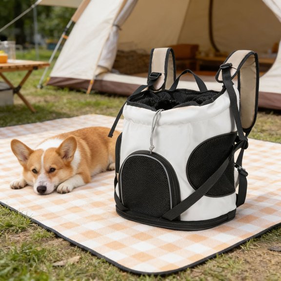 Nylon Pet Dog Backpack – Portable Breathable Travel Carrier for Veterinary Visits, Outdoor Hiking & Walks