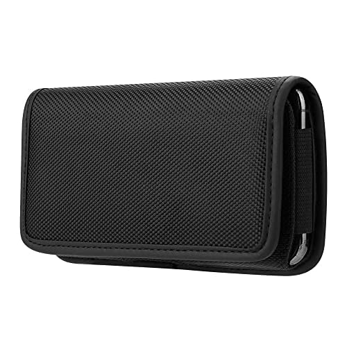 Nylon Phone Pouch Holster Case with Belt Clip for Motorola One 5G,One 5G Ace,Moto G Pure,Moto G Play,Moto G Power (Horizontal)