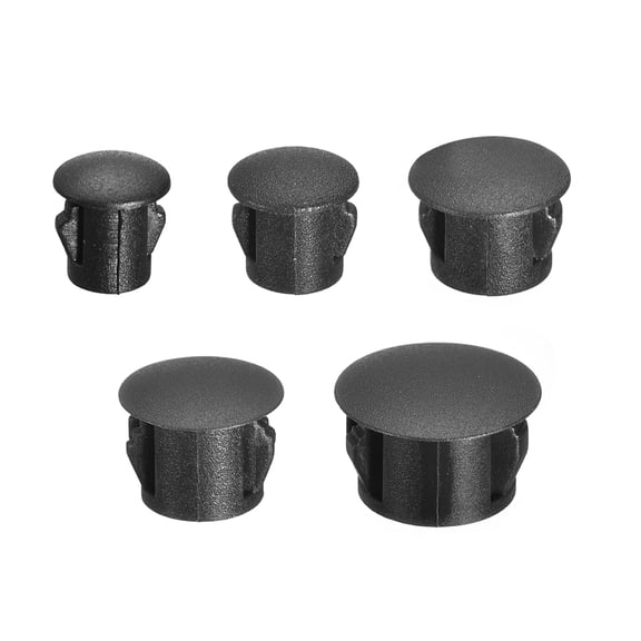 Nylon Plastic Hole Plug, 200Pcs 0.2"/0.24"/0.31"/0.39"/0.51" 5 Sizes for Furniture Insert End Caps, Black