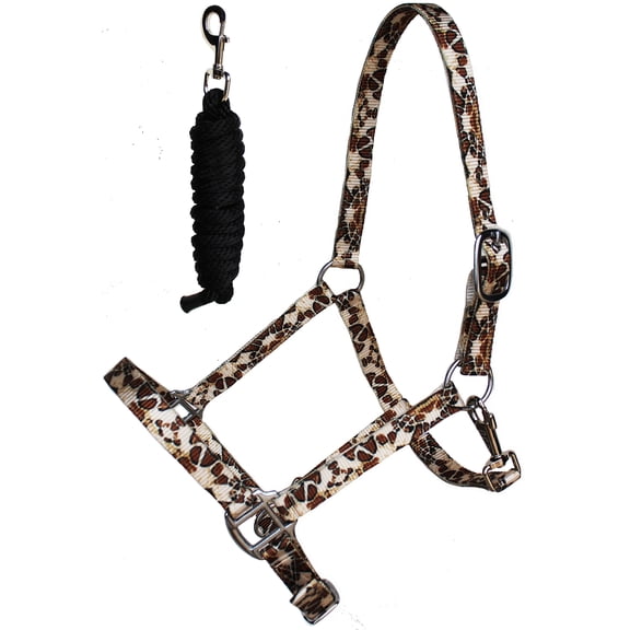 Nylon Premium Horse Tack Fully Adjustable Giraffe Patterned Halter Lead 606184