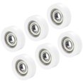 thumbnail image 1 of Nylon Pulley Wheel 10x38x7mm 608zz Bearing Sliding Conveyor Roller Wheel, White, 6 Pack, 1 of 5