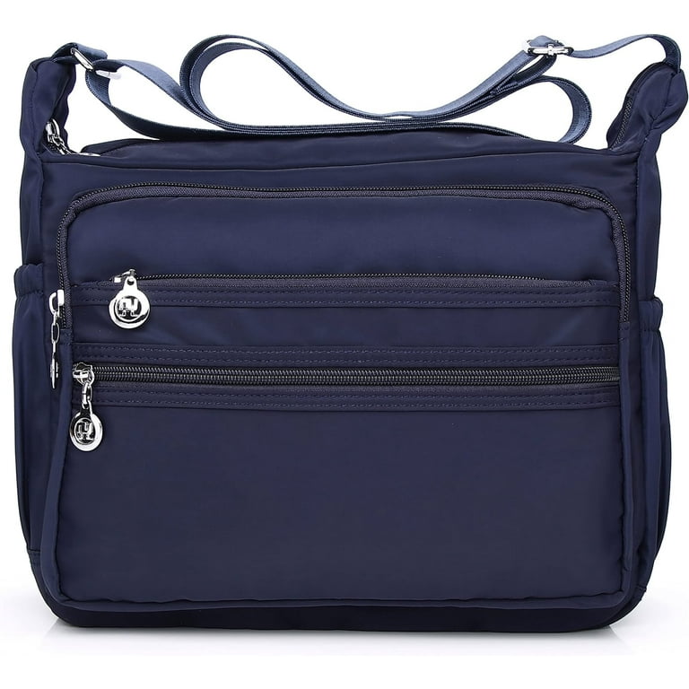 Morakot Nylon Purses for Women Purse with Pockets and Compartments Purses with Lots of Pockets Multi Pocket Casual Crossbody Bag Blue